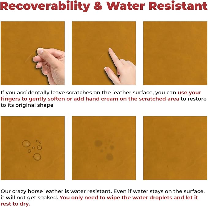 ELW Crazy Horse Leather 5-6 OZ (2-2.4mm) | Tobacco Brown | Pre-Cut 15-18 SQ FT | Full Grain Cowhide Handmade Leather for DIY, Crafts, Sheaths, Sewing, Workshop