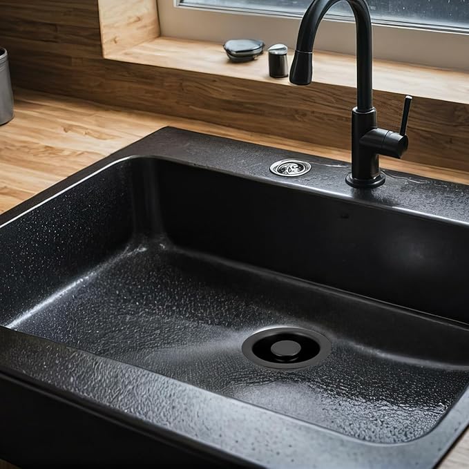 Westbrass D2089-62 4-1/4" Kitchen Sink Waste Disposal Drain Flange and Stopper, Matte Black