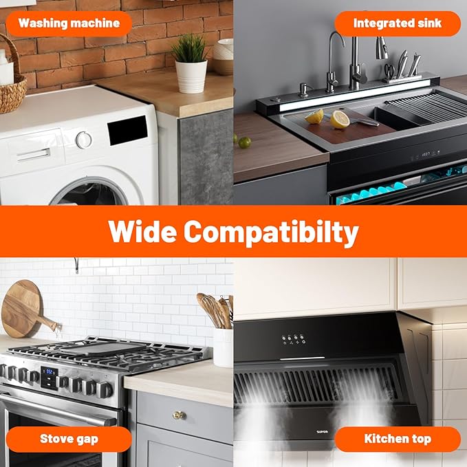Stove Gap Covers for Electric, Oven Side Guards 2pcs, Gas Range Crack Strip, Stainless Steel Space Filler Between Stove & Counter Top, Crumb Catcher-Adjustable Len. 13.8" to 27.5", Fit 18",22",25" etc