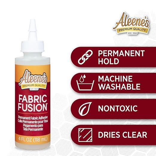 Aleene's Fabric Fusion Glue 4 oz 3-Pack, Permanent and Washable Adhesive, No-Sew Fabric Glue for Clothing, Denim, Polyester, Cotton, Flannel Materials, Dries Flexible