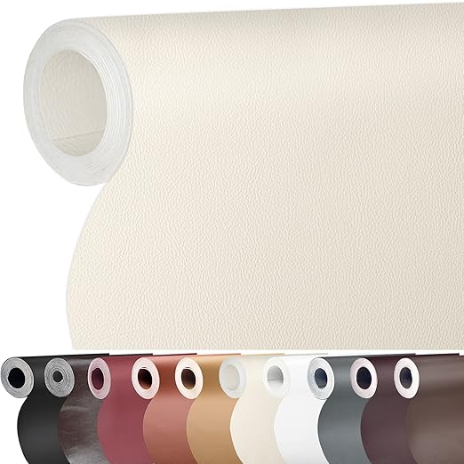 Leather Repair Patch 36X79 inch Large Self-Adhesive Leather Repair Tape, Reupholster Leather Patches for Furniture Couch Chairs Car Seat (Beige, 36x79 inch)