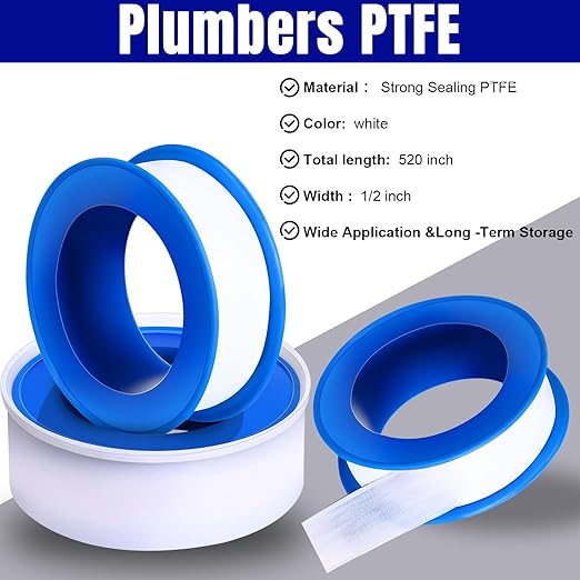 Pushglossy 150 Rolls PTFE Tape 1/2 x 520 Inches Plumbers Waterproof Sealant Plumbing Tape for Shower Head Repairing Water Pipe Sealing (White)