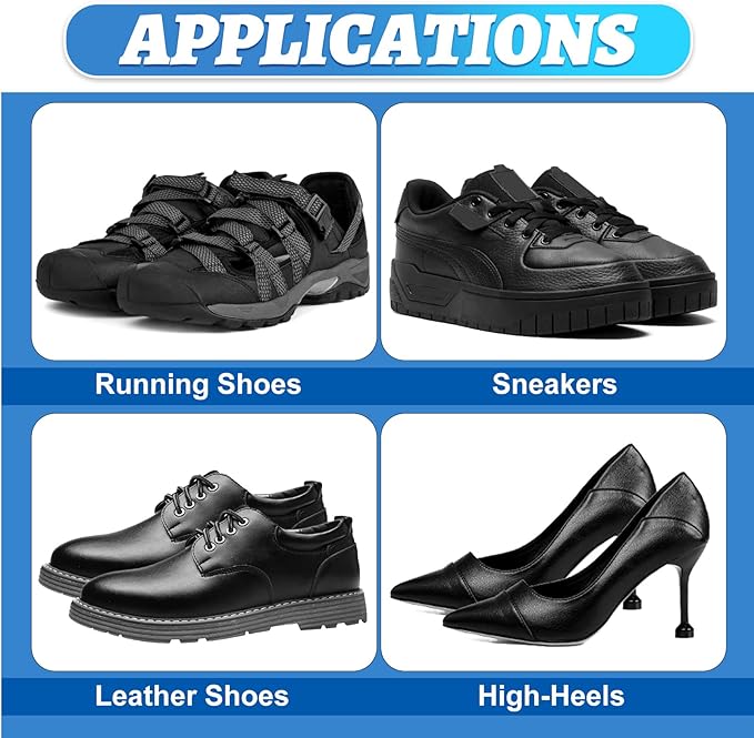 16Pair Shoe Hole Repair Patches, Self-Adhesive, Microfiber Leather, for Sneakers, Leather Shoes, High Heels, Black