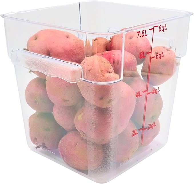 FSE Square Food Container, 8 Quart, Polycarbonate, Reusable, Clear, NSF, (LID SOLD SEPARATELY)