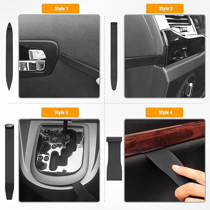 GOOACC 8PCS Auto Trim Scratch Removal Tool Car Audio Dash Panel Window Molding Fastener Remover Tool Kit-Black