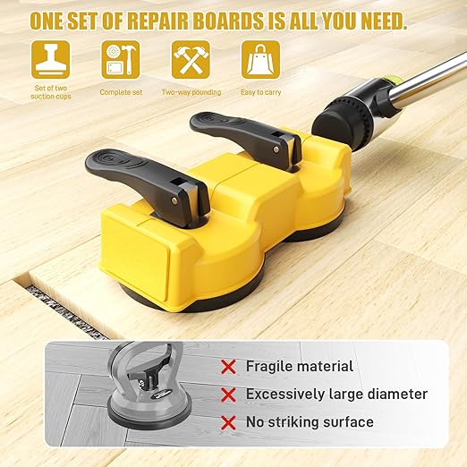 Laminate Floor Repair Kit – Double-Sided Heavy Duty Floor Gap Fixer Tool with Enhanced Suction Cup & 2 Pcs Adhesive Pads for Vinyl Plank, Hardwood & Tile – Close The Gaps, No More Tripping (1pc kit)
