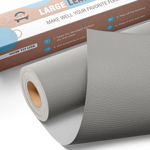 Leather Repair Kit for Furniture 16"x 63" Leather Tape Repair Patch Self Adhesive Sofa Vinyl Repair Patch Kit for Car Seat,Couch,Boat Seat,Chair - Gray