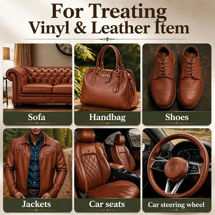 Leather Recoloring Balm, Leather & Vinyl Color Restorer Conditioner – Repairs Faded & Scratched Leather Color