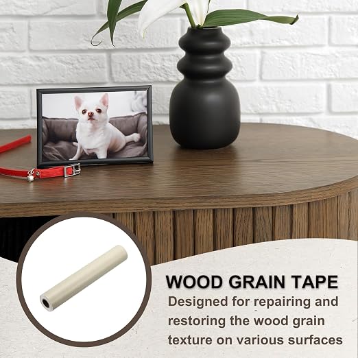 PATIKIL Wood Grain Tape 12" x 32 ft, Self-Adhesive Wood Texture Repair Tape Realistic Wooden Effect Patch for Furniture Cabinets Floor Walls, White Oak