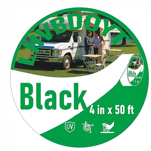 RV Roof Sealant Tape - Grade Waterproof Repair Tape for RV & Camper, All-Weather UV Resistant Adhesive for Roof Seals, Vents & Seams, Heavy Duty Leak Protection (Black, 4in x 50 ft)