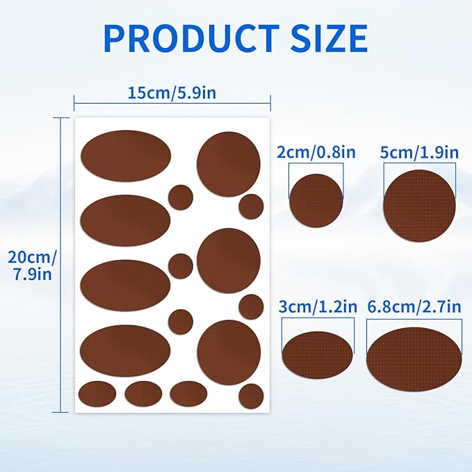 Waterproof Self-Adhesive Nylon Fabric Repair Tape - Tent Repair Kit,48pcs Fabric Patches for Tent, Jacket, Clothes, Puffer Down Jacket,Sleeping Bag, Outdoor Gear Tenacious Repairs Tape, Light Coffee
