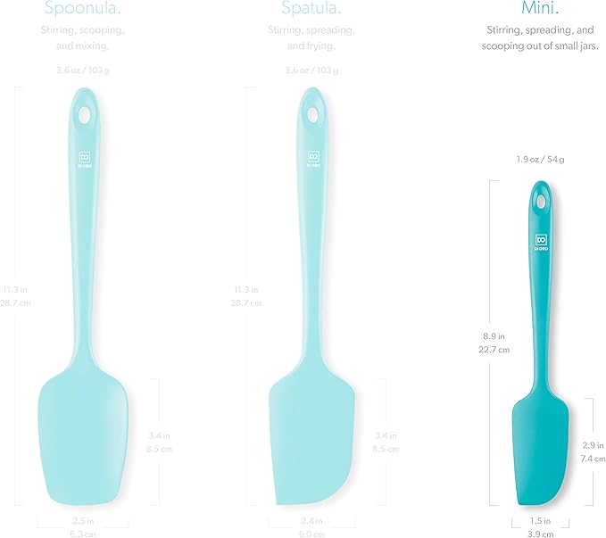 DI ORO Mini Spatula - Small Spatulas Silicone Heat-Resistant up to 600°F - Silicone Kitchen Scraper for Baking & Cooking BPA Free - Mixing Spatula Dishwasher Safe - Nonstick Cookware Safe (Teal)