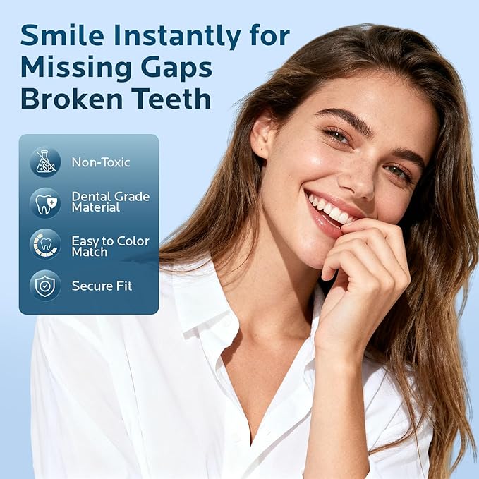 Temporary Tooth Repair Kit: Moldable Thermal Beads Replacement Kit Replace Missing or Broken Tooth Filling The Gap - Come with 3 Shades 10 Size