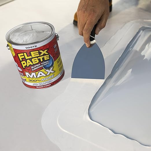Flex Paste, Waterproof Paintable Putty, Spackle Sealant, Fill Gaps Cracks Holes - Block Out Water and Air - UV Resistant - Walls, Drywall, EPDM, Concrete, Roof, RV Repairs, White, MAX