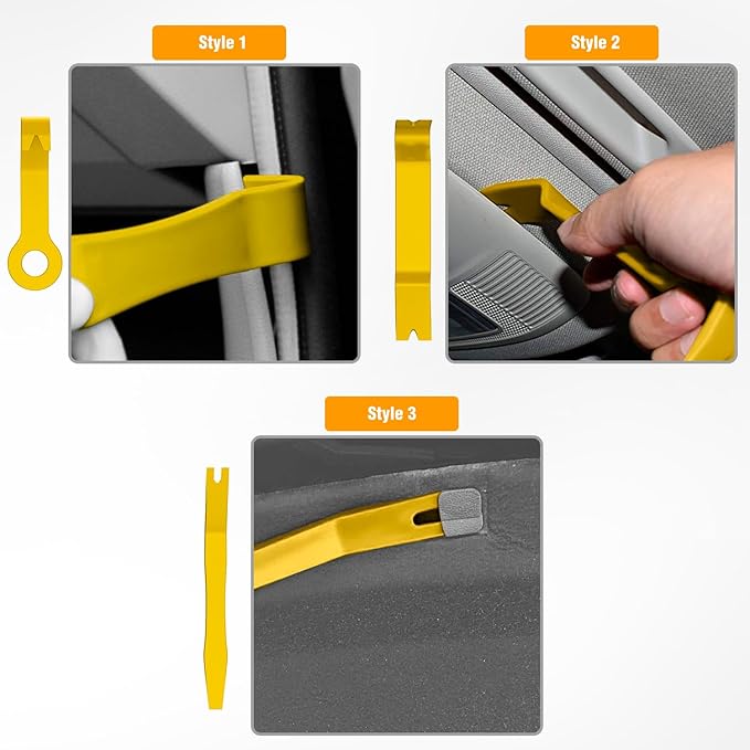 GOOACC 8PCS Auto Trim Scratch Removal Tool Car Audio Dash Panel Window Molding Fastener Remover Tool Kit-Yellow