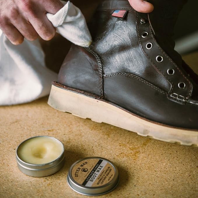 Otter Wax Boot Wax | 2 oz | Heavy-Duty Leather Waterproofing Wax & Protective Leather Sealant for Leather Boots, Hats, & Rain Gear | All-Natural & PFAS-Free Beeswax Protectant | Made in Portland USA