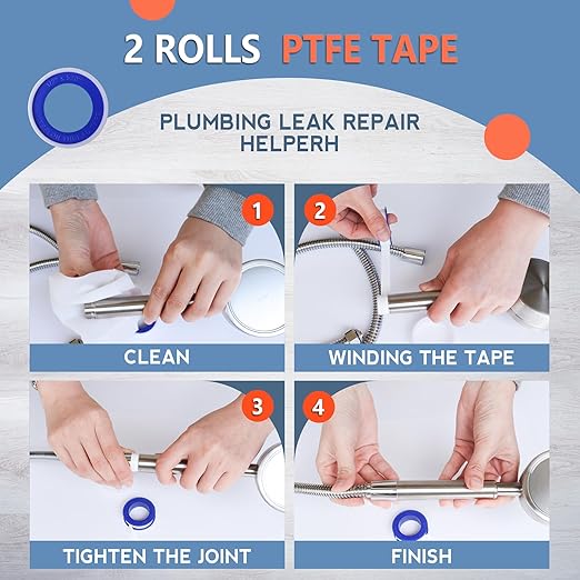 Teflon Tape,PTFE Plumbers Tape,for Sealing,Plumbing,Sealant,Thread Seal for Shower Head,Water Pipe,Prevent Leakage,(2 Rolls,1/2 Inch X 520 Inches).