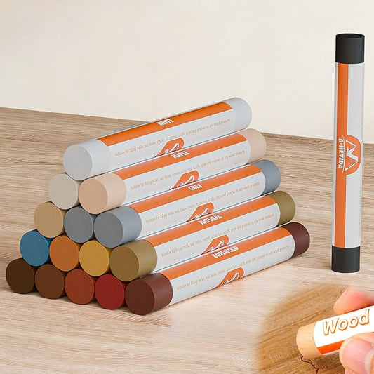 Wood Filler Sticks, 16 Colors Wax Filler Touch Up Pen, Wood Repair Crayons to Fix Scratches, Scuffs, Cracks, Stains and Holes on Hardwood Floors, Furniture, Cabinets, Tables, Doors