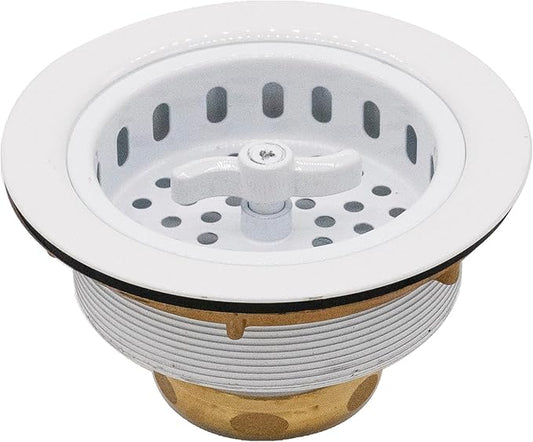 Westbrass D213-50 3-1/2" Wing Nut Twist Style Large Kitchen Sink Basket Strainer, Single, Podwer Coat White