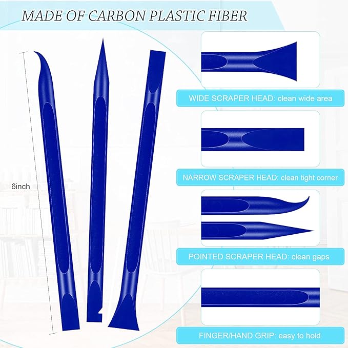 Honoson Non-scratch Plastic Scraper Tool Carbon Fiber Plastic Cleaning Tool Pen-shaped Stiff Scraper for Kitchen Sticker Scratch Cleaning