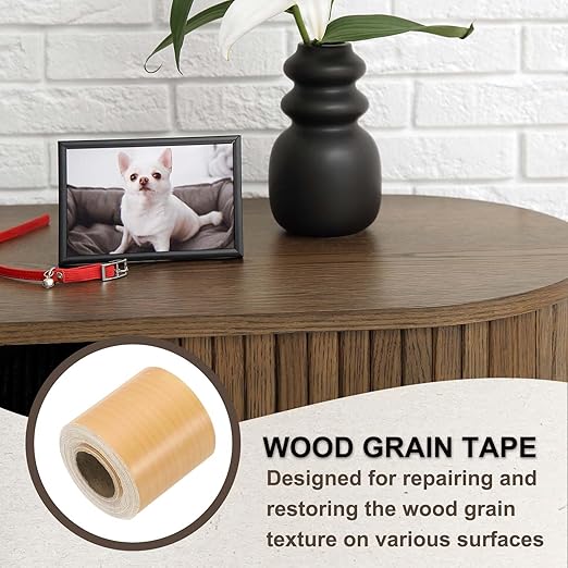 PATIKIL Wood Grain Tape 2" x 32 ft, Self-Adhesive Wood Texture Repair Tape Realistic Wooden Effect Patch for Furniture Cabinets Floor Walls, Cherry
