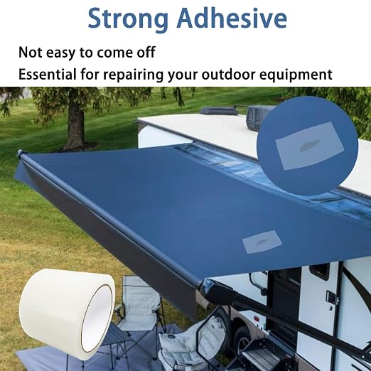 Heavy Duty Awning Repair Tape, Waterproof Strong Adhesive Patch, Instant Fix Tape for Tent, Boat Covers, Tarp, Sail, Canopy, Canvas, Tarpaulin, 3.15IN X 65FT, Clear