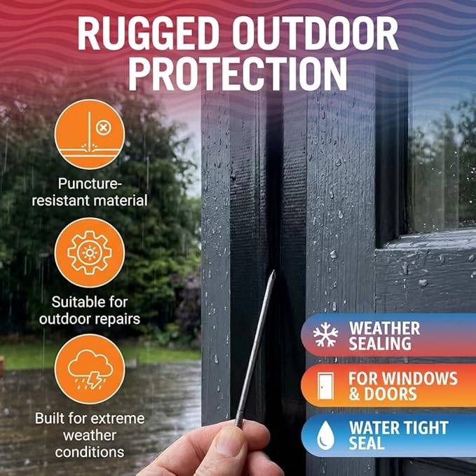 Window Sealing Tape Black 2-Pack, 2 Inch x 100 FT Per Roll, Weather Seal for Windows, Doors and AC Units, Waterproof UV Resistant, Damage-Free Removal - Better Boat