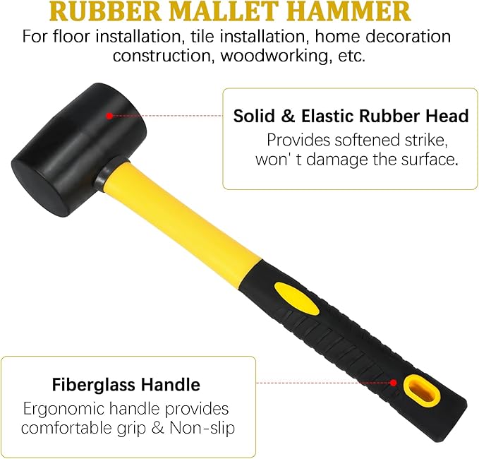Floor Gap Fixer Tool for Laminate Floor Gap Repair Plank Grabber Includes Heavy Duty Aluminum Suction Cup and Fiberglass Handle Rubber Mallet (Can't Use on Scraped Surface Floor)