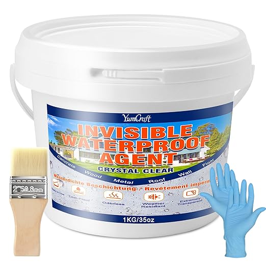 35oz Liquid Waterproof Sealant, Transparent Invisible Waterproof Coating, Water-Based Anti-Leak Repair Adhesive for Roofs, Walls, Bathroom, Windows, Kitchen, Garden, Indoor & Outdoor