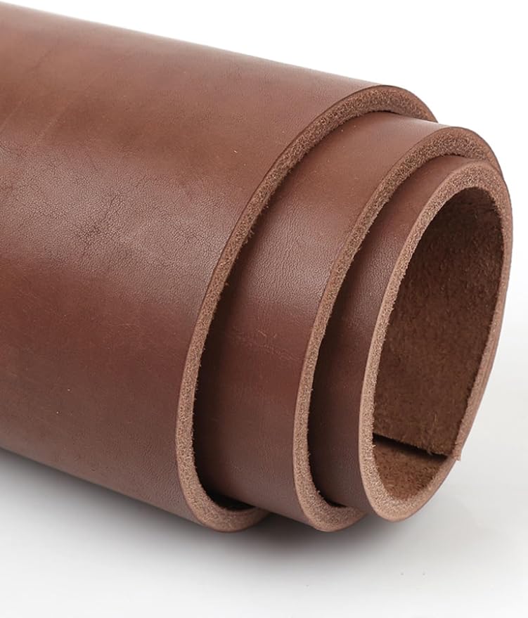 Full Grain Leather Sheet, 4-5mm Thick, Brown Leather, Vegetable Tanned Leather for Crafting, Tooling, Sheath Making (Brown 12 x 12 inches)