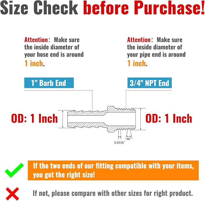 SUNGATOR Hose Barb Fittings 1-Inch Barb × 3/4 Inch NPT, Brass Air Hose Fittings, 1" to 3/4" NPT Male Air Line Repair Connector Kit, Brass Male Thread Pipe Adapter (2 Pack)