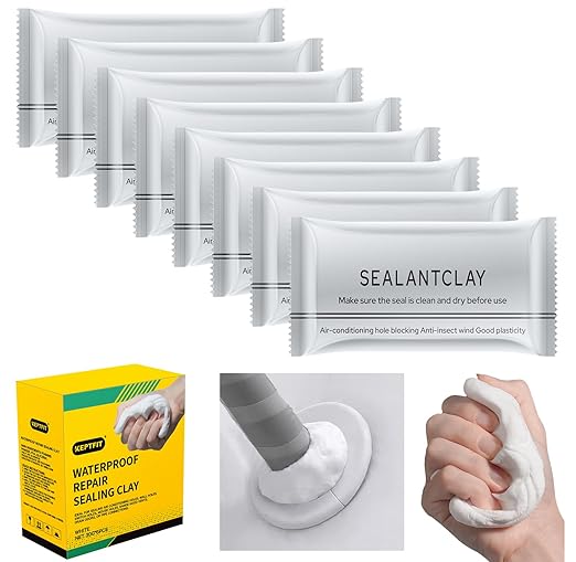 8-Pack New Type White Waterproof Sealant Mastic, Repair Sealing Clay, Quick Mending Mud for Drain Connection, Wall Hole, Air Conditioning Hole Waterproof Seal Putty