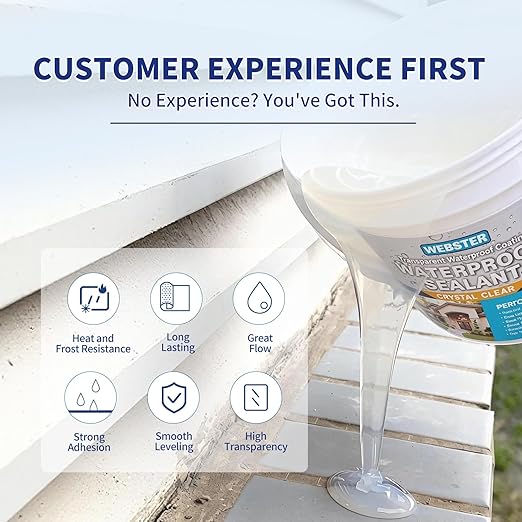 Transparent Waterproof Coating, WEBSTER 35 Oz Invisible Sealant,Transparent Leak Proof Coating for Roof, Wall, Bathroom, Window Sill, Indoor & Outdoor