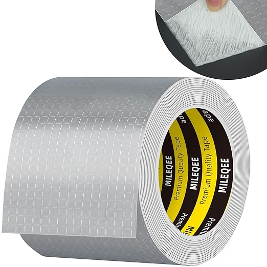 Butyl Sealant Tape Waterproof Aluminum Foil, Joist Tape for Decking 4 Inch, Super Sticky, Repair Roof Leak, Sealing Awning Crack, Patching Deck Flashing, All Weather Permanent 16.4FT Silver