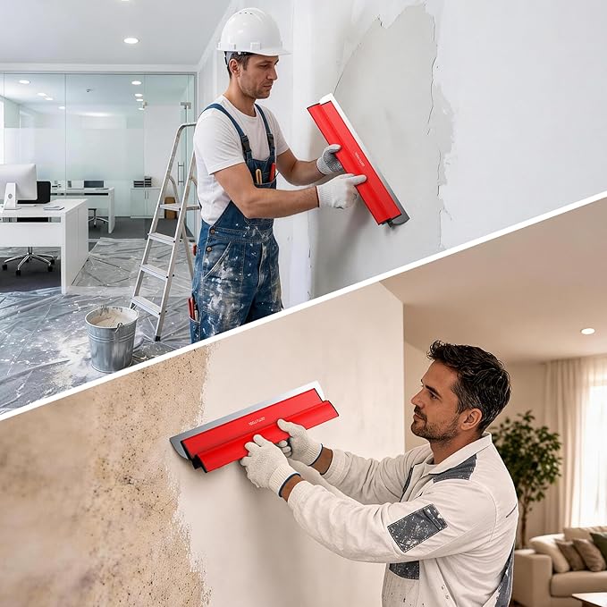 GETLITOOL 60cm Large Paint Putty Scraper with Spare Blades, Heavy-Dury Drywall Knife with Ergonomic Handle & 201 Stainless Steel Skimming Blade for Drywall Repair, Joint Filling, Surface Finishing