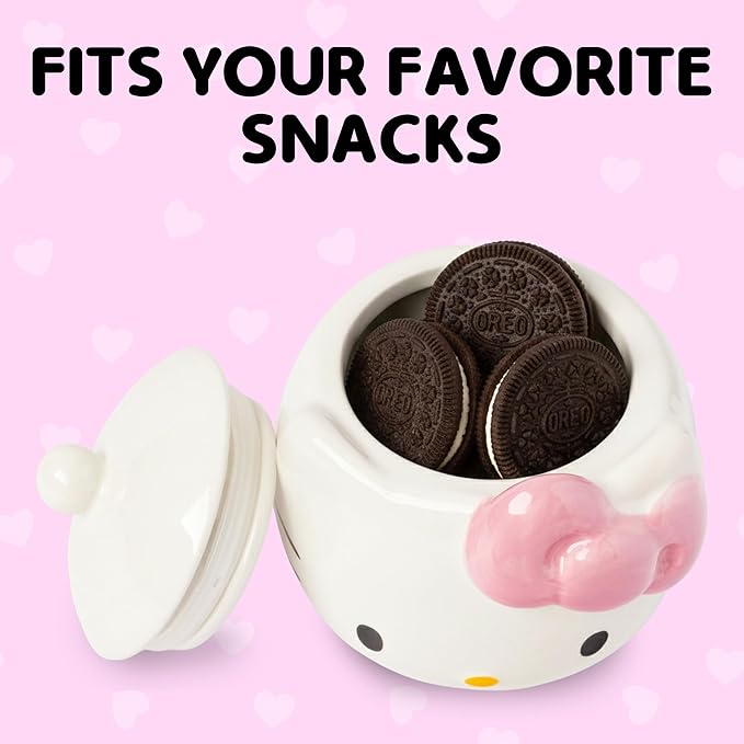 Silver Buffalo Sanrio Hello Kitty 3D Sculpted Ceramic Cookie Snack Candy Jar (X-Small)