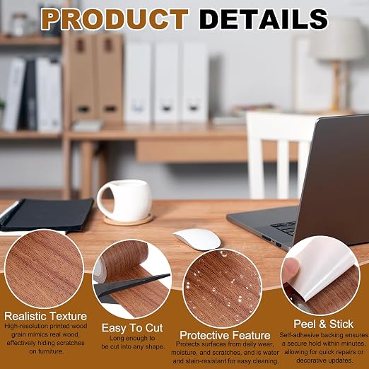 uxcell 2 Pcs Wood Grain Repair Tape, 2.2" x 15ft Self Adhesive Wood Grain Colored Duct Tape Waterproof Repair Patch for Furniture Floor Scratch Fix, Baseboards, DIY Decor, Chocolate Pine