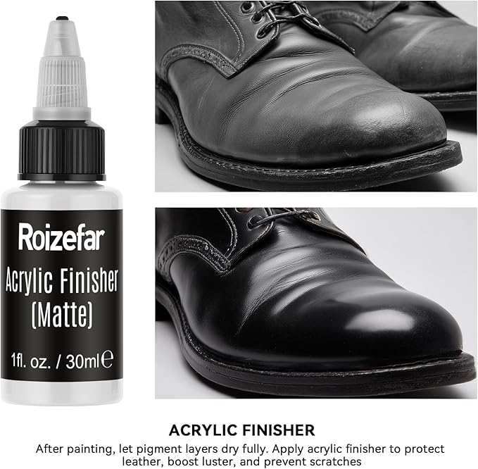 Roizefar Acrylic Leather Paint, Ultimate All-in-One 20 x 30ml Kit with Deglazer & Finisher, 18 Colors Flexible & Waterproof Leather Dye for Shoes, Bags, Jackets, Sneakers, Couches, Car Seats, Sofa