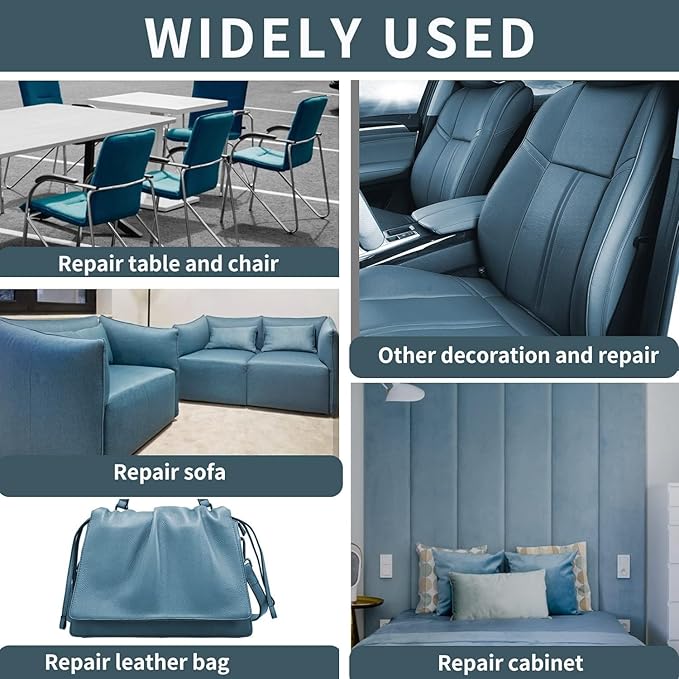 Leather Repair Patch, Self Adhesive Leather Repair, Large Vinyl Patch Tape for Couches, Furniture, Car Seats, Cabinets, Wall, Handbags （Blue, 3.5X79 Inch）