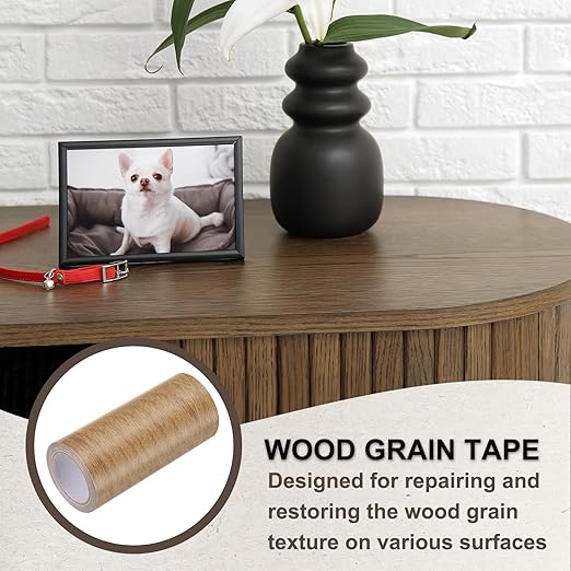 PATIKIL Wood Grain Tape 5.9" x 15 Ft, Self-Adhesive Wood Texture Repair Tape Realistic Wood Effect Contact Paper Patch for Furniture Cabinets Floor Walls Home Decoration, Brown Oak