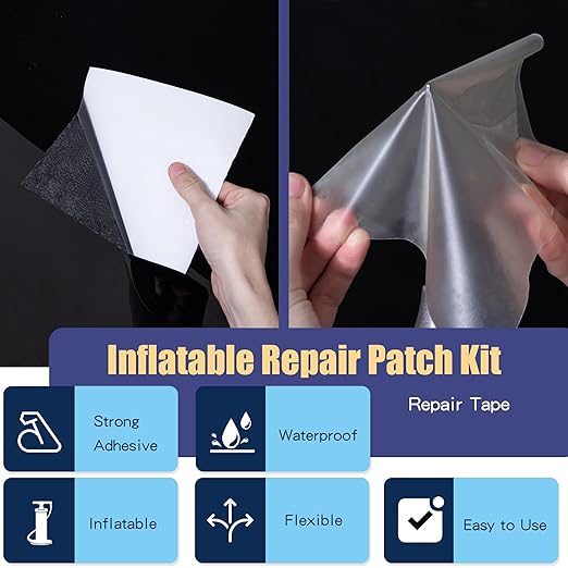 Breliter Inflatable Waterproof Repair Tape - Waterproof TPU Patch Repair Kit, Sealing Repair Tape for Air Mattress, Bounce House, Inflatable Toys, Swimming Ring - 6in x 6.6ft