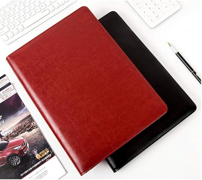 Padfolio Business/Resume Portfolio Folder, Leather Interview Portfolio Business Portfolio Portfolio Organizer with Legal Pad Folder Clipboard,Interview Folder for Men/Women, red