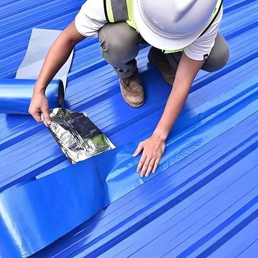 Waterproof Sealant Tape Self Adhesive Rubberized Asphalt Tape for RV Roof Metal Roof Corrugated Roof Leak Repair UV Resistant Heavy Duty Waterproofing Membrane(Bule, 393.7 in X 7.87 in)