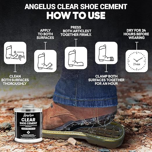 Angelus Shoe Glue 32oz - Industrial Strength Clear Sole Adhesive for Sneakers, Boots, & More, 1 Quart