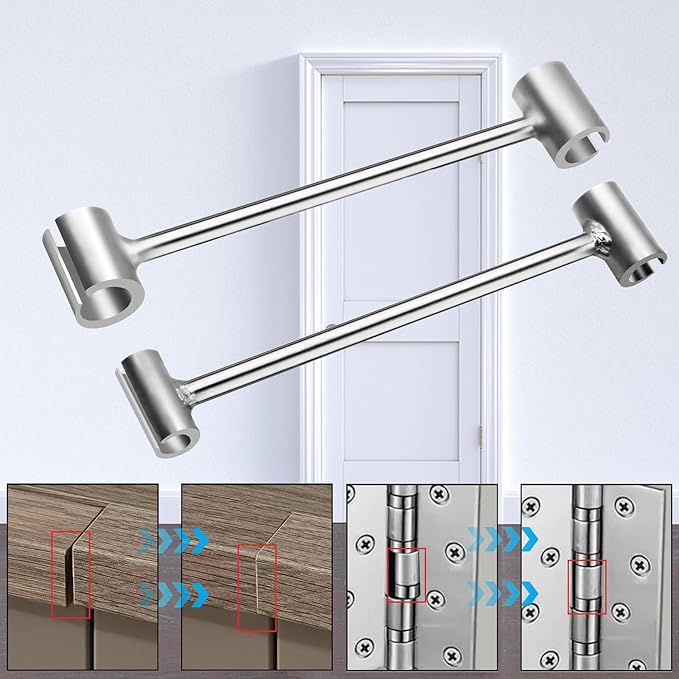 2PCS Hinges Gap Adjusting Wrench Upgrade Steel Door Hinge Adjustment Tool Double-head Hinge Repair Spanner for 0.35-0.98 Inch Flag Hinges Door Hinge Tool for Various Door Hinge Gaps