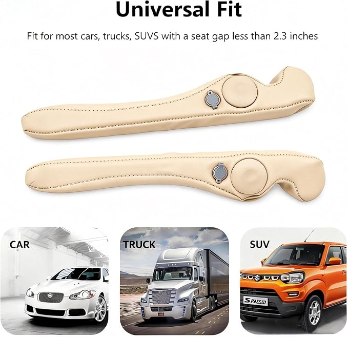Inflatable Car Seat Gap Filler Strip - 2Pcs Leather Foldable Seat Gap Plug Blocker,Stop Dropping Items,Soft Interior Accessories for All Cars (Beige)