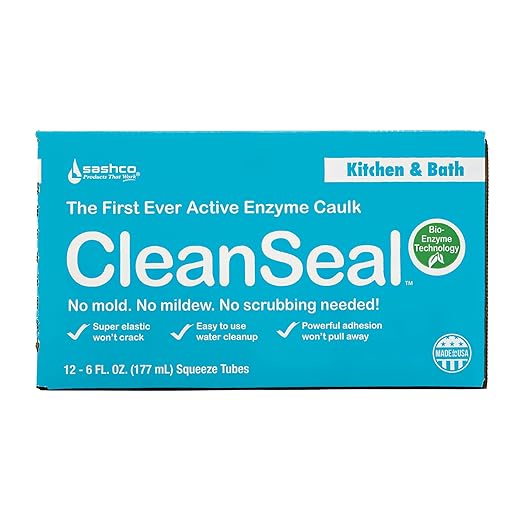 Clean Seal Active Enzyme Caulk, Kitchen & Bath, White, 6oz. (Pack 1)