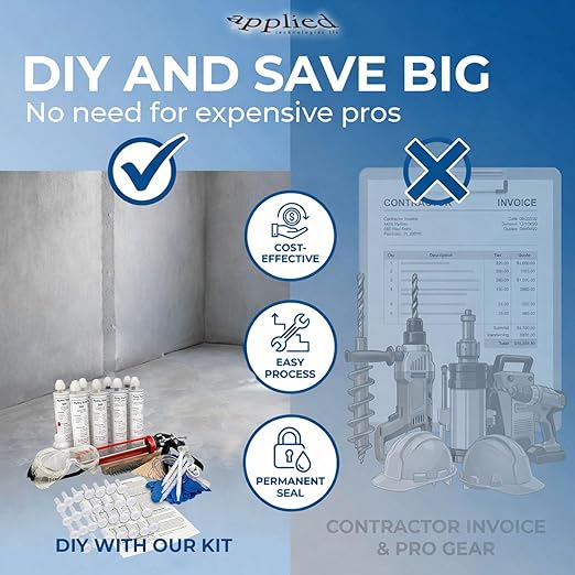 20' Fast Set Foundation Crack Repair Injection Kit, Hydra Stop 300 Expanding Polyurethane Foam Concrete Crack Filler, Basement Wall Leak Sealant, Waterproof Repair System for Wet Basement Solutions