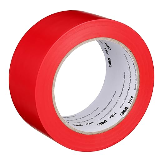 3M Vinyl Tape 764, General Purpose, 2 in x 36 yd, Red, 1 Roll, Light Traffic Floor Marking Tape, Social Distancing, Color Coding, Safety, Bundling