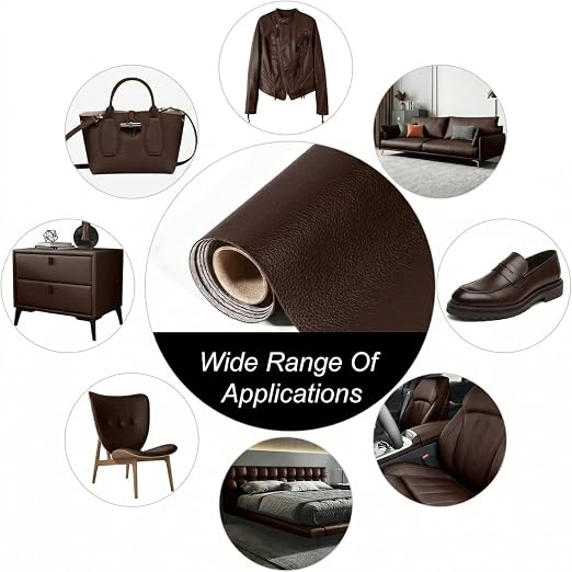 SYRKRC Leather Self Adhesive Leather Repair Set, Leather Repair Patch, Faux Leather Patches, Leather Repair and Renovation for Sofa, Car Seats, Leather headboard, (Dark Brown, 17 x 79 Inch)